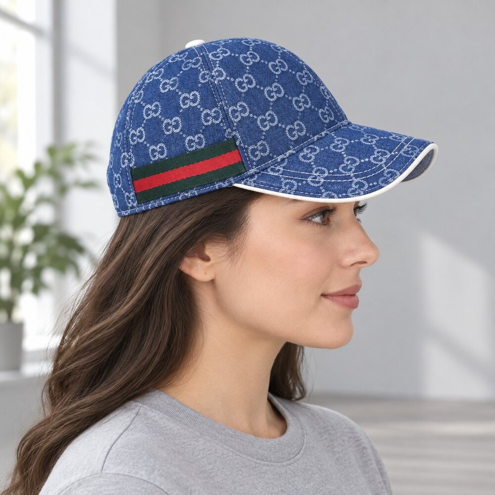 Gucci Blue GG Denim Baseball Cap - Picture 3 of 6